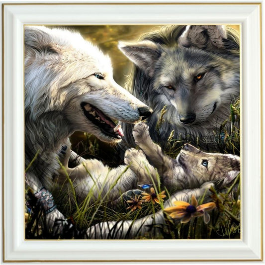 Broderie diamant - La famille loup