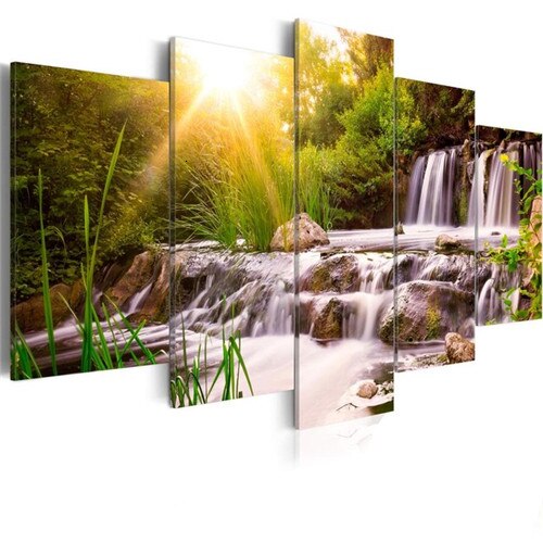 Broderie Diamant XXL Multi-panneau - Cascade des roseaux