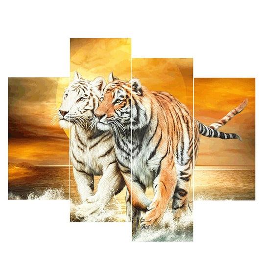 Broderie Diamant XXL Multi-panneau - Tigres