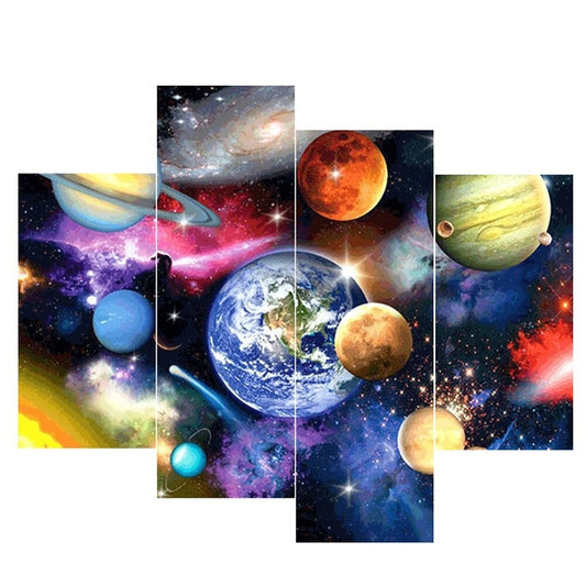 Broderie Diamant XXL Multi-panneau - Planètes