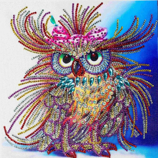 Broderie diamant partielle - Hibou - 34 x 44 cm