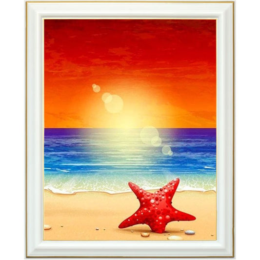Broderie diamant - Étoile de mer au crépuscule