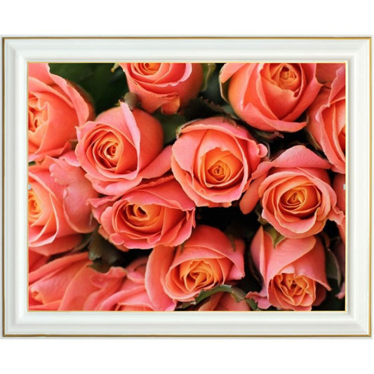Broderie diamant - Bouquet de roses saumons