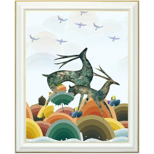 Broderie diamant - Tableau scandinave cerf