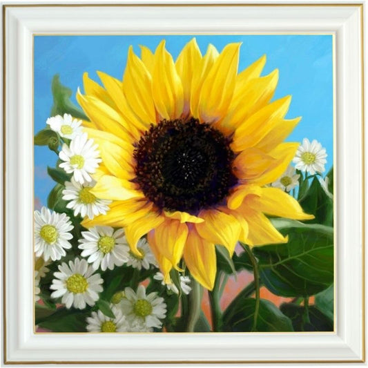 Broderie diamant - Tournesol et marguerites