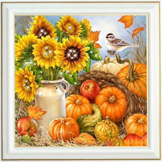 Broderie diamant - Tournesols et citrouilles