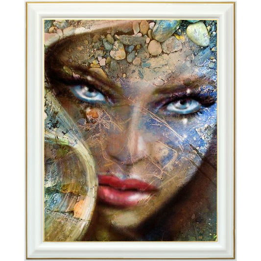 Diamond painting - Visage de femme aux yeux bleus