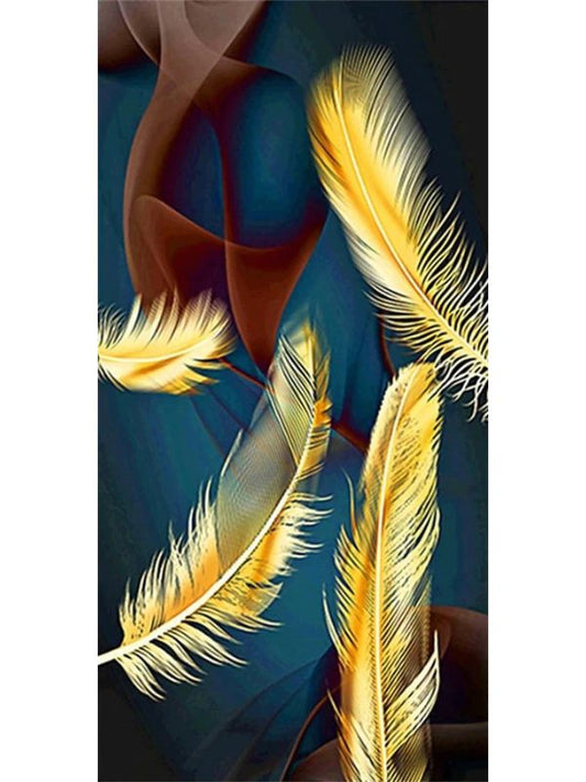 Broderie diamant XXL - Plumes dorées