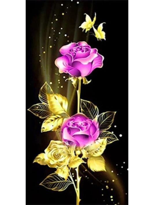 Broderie diamant XXL - Roses et papillons
