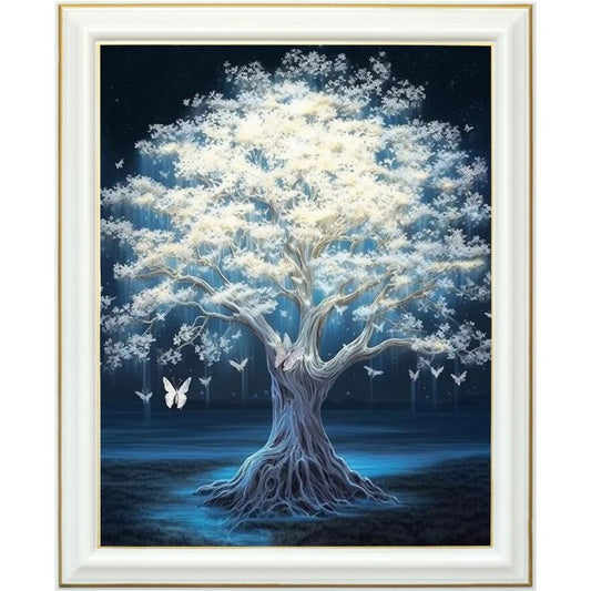 Kit de Diamond Painting AB - L'Arbre enchanté des papillons blancs