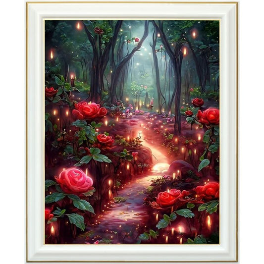 Kit de diamond painting AB - Chemin de roses féérique