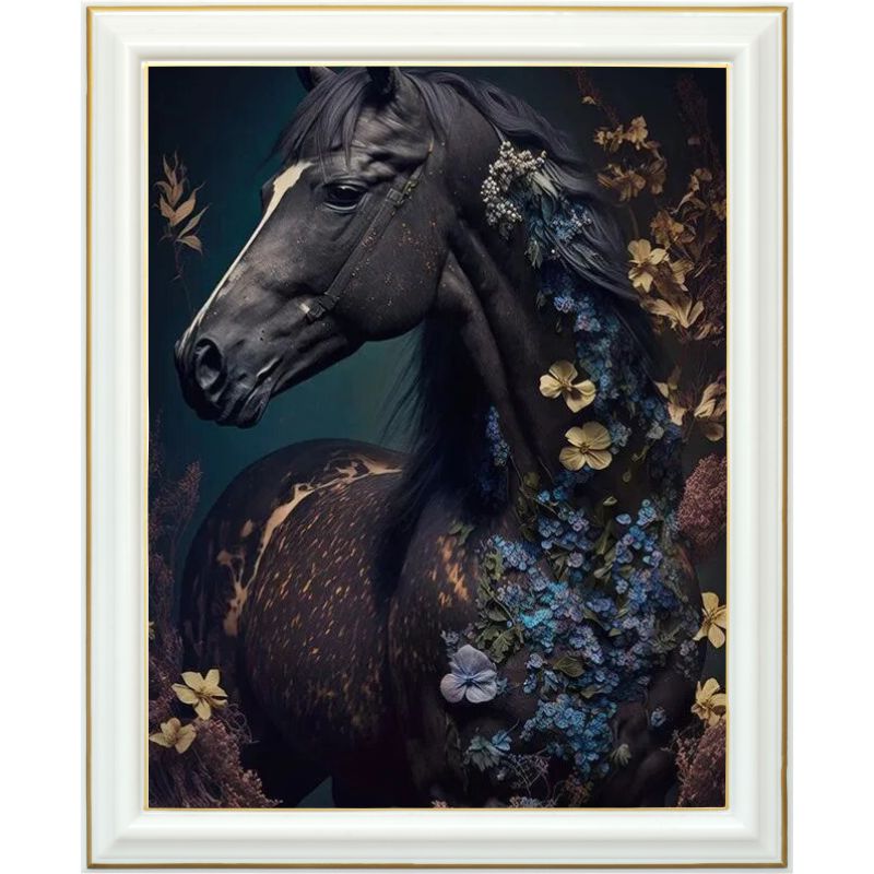 Diamond painting AB - Cheval noir artistique