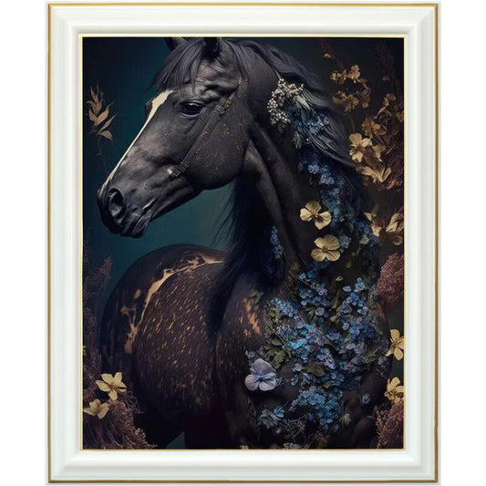 Diamond painting AB - Cheval noir artistique