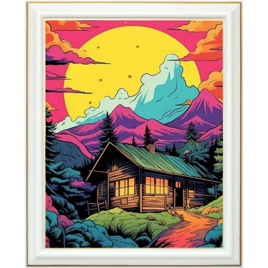 Diamond Painting AB - Montagne magique : Maison colorée