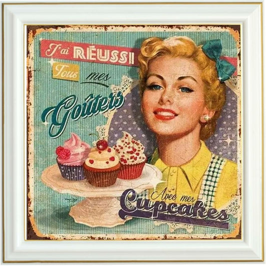 Diamond painting - Affiche vintage cupcakes