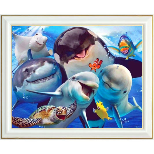 Broderie diamant - Poissons en folie