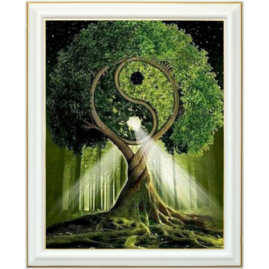 Broderie diamant - Arbre ying et yang