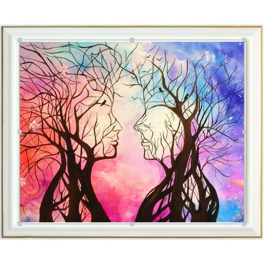 Broderie diamant - Arbres romantiques