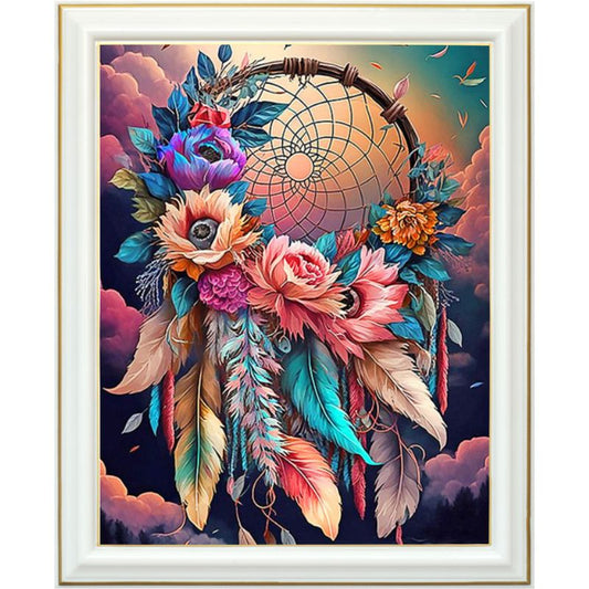 Diamond painting - Attrape-rêves de fleurs