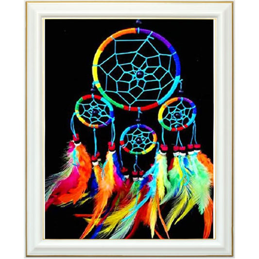Diamond painting - Attrape-rêves et plumes multicolores