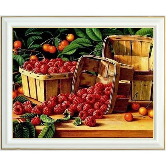 Broderie diamant - Barquettes de framboises