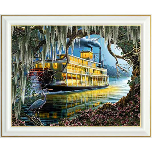 Broderie diamant - Bateau à aube