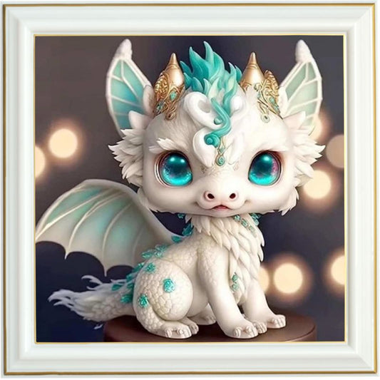 Diamond painting - Bébé dragon blanc