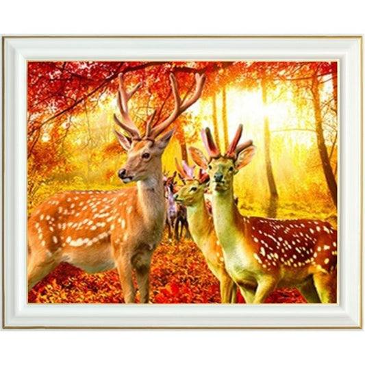 Broderie diamant - Biche et cerf
