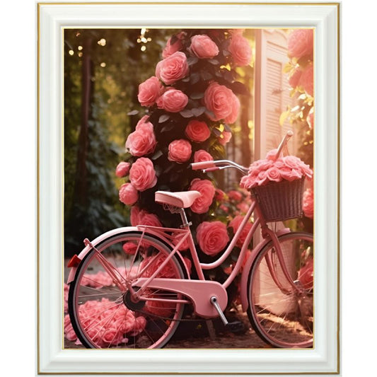 Diamond painting AB - Bicyclette rose