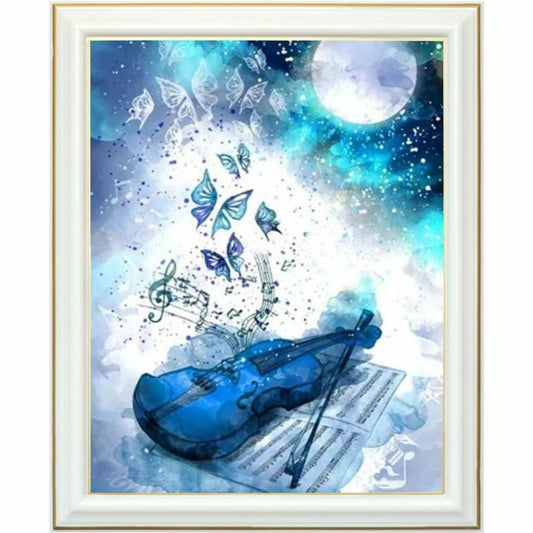 Broderie diamant - Violon bleu