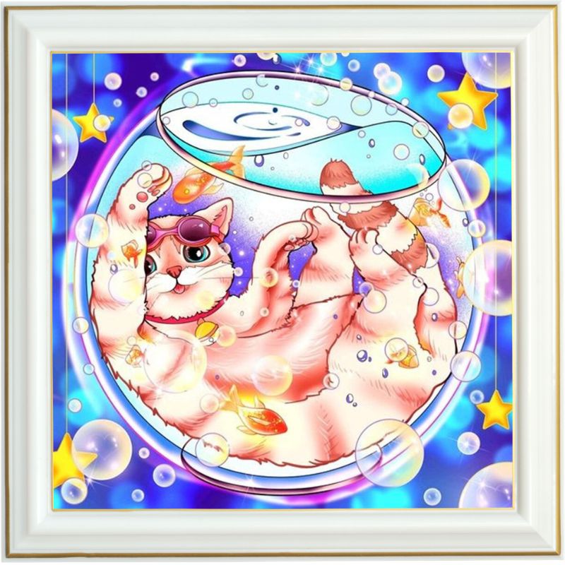 Broderie diamant - Le bocal du chat