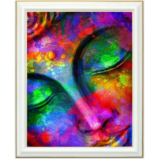 Diamond painting - Visage bouddha multicolore