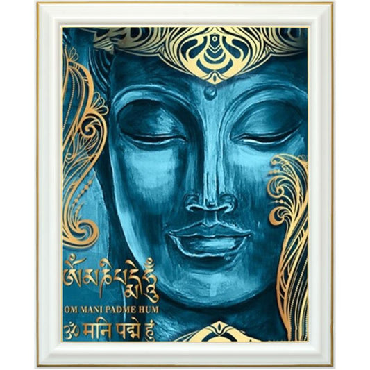 Peinture diamant - Visage bouddha bleu