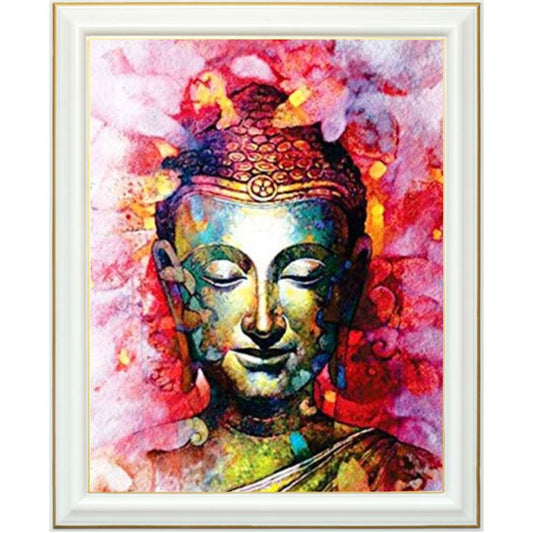 Diamond painting - Bouddha et fleurs rose