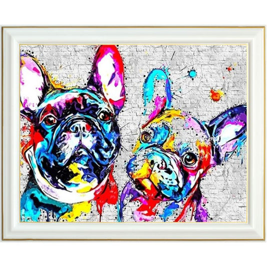 Broderie diamant - Bouledogues français