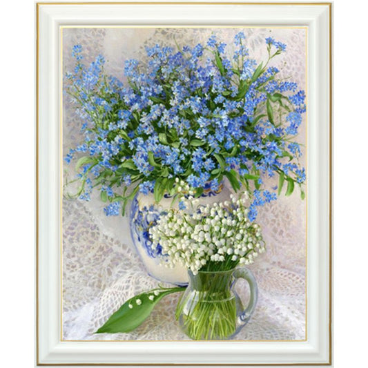 Diamond painting - Bouquet de fleurs bleues