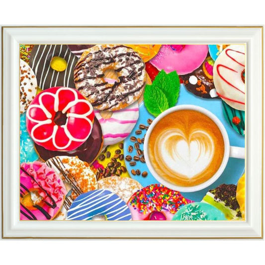 Broderie diamant - Café et donuts