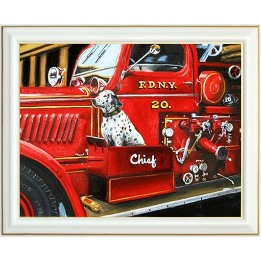Broderie diamant - Camion de pompier