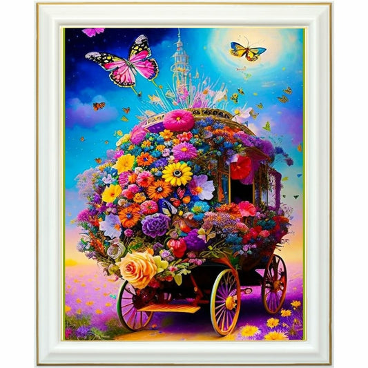 Diamond painting - Carrosse féérique aux mille fleurs