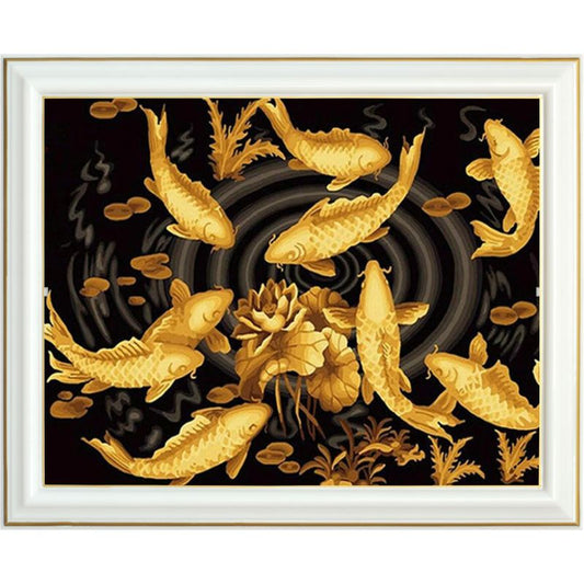 Broderie diamant - Carpes dorés
