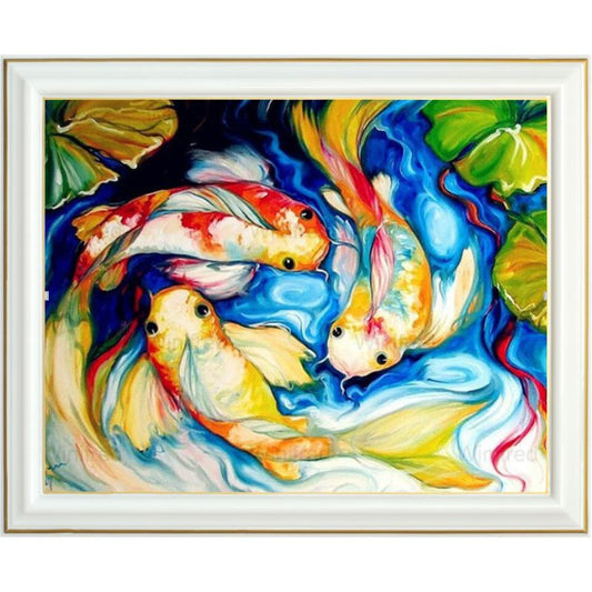 Broderie diamant - Bassin de carpes japonaises