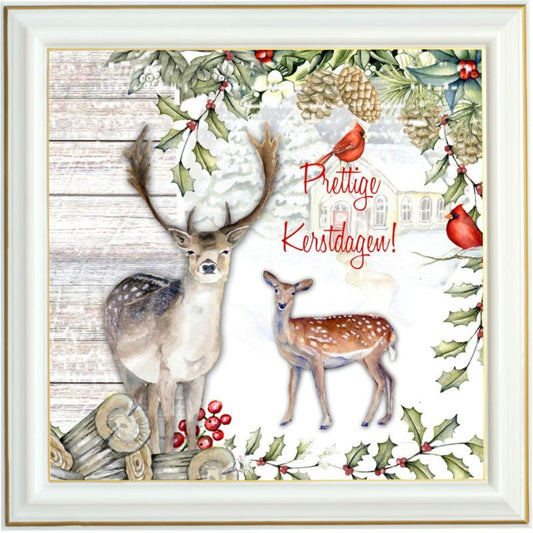 Broderie diamant - Cerf et houx