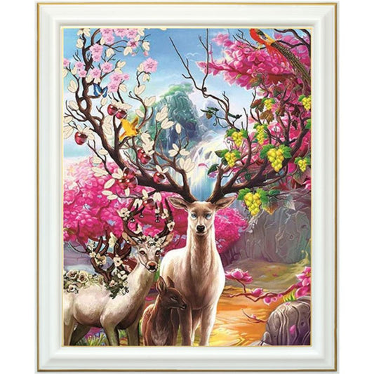 Broderie diamant - Printemps de cerfs