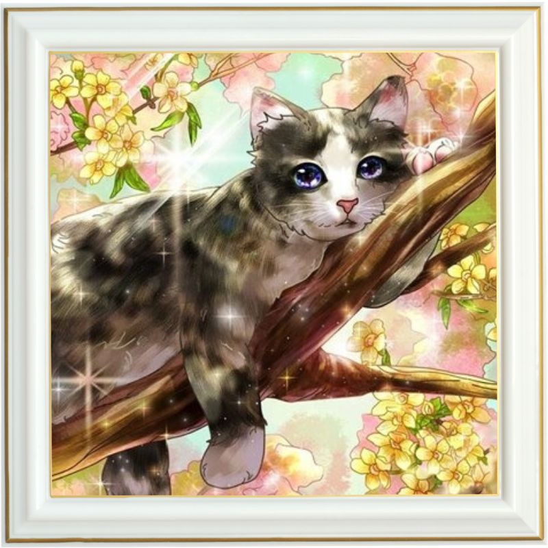 Diamond painting - Chat aux yeux brillants