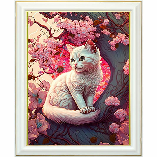 Diamond painting - Chaton parmi les fleurs