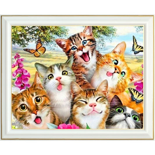 Broderie diamant - Chats aux grimaces