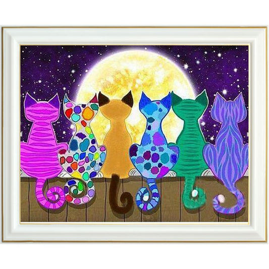 Broderie diamant - Chats de pleine lune