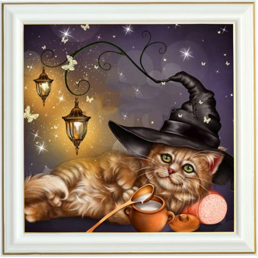 Broderie diamant - Chat sorcier