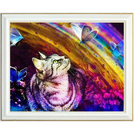 Broderie diamant - Chat et voie lactée
