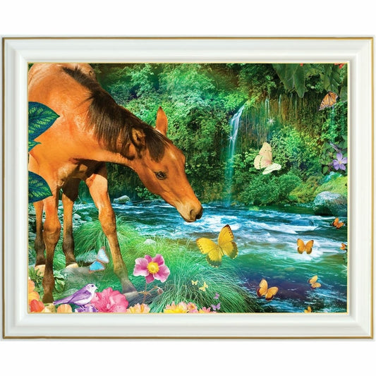 Diamond Painting - Jeune cheval dans un paradis tropical